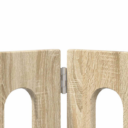 Folding Pet Fence 4 pcs Sonoma Oak 201 x 38 x 70 cm