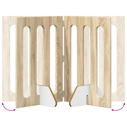Folding Pet Fence 4 pcs Sonoma Oak 201 x 38 x 70 cm