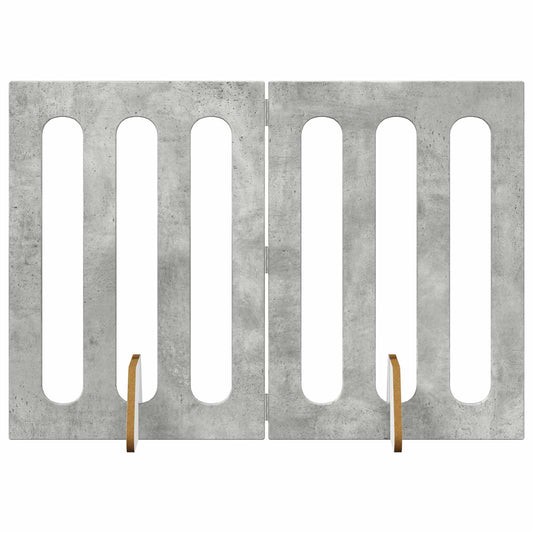 Folding Pet Fence 2 pcs Concrete Grey 100.5 x 38 x 70 cm