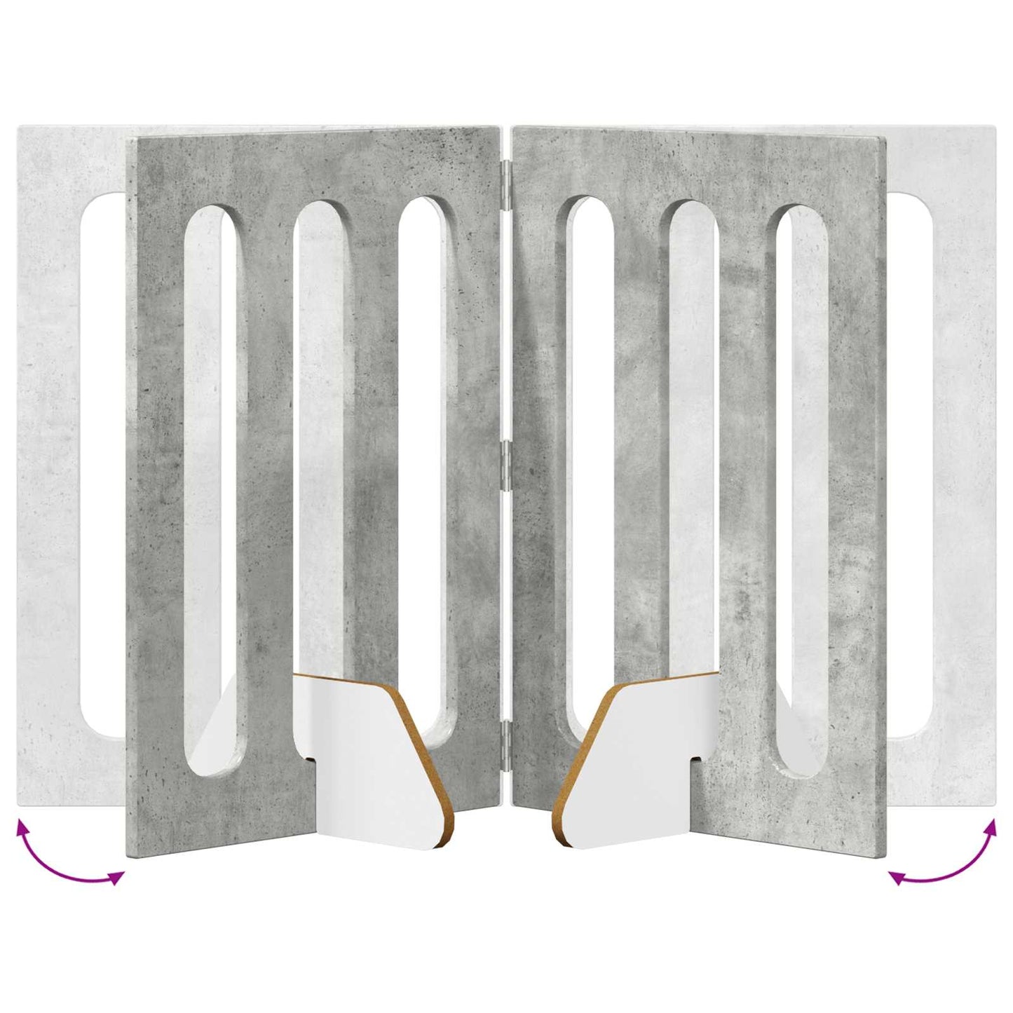 Folding Pet Fence 2 pcs Concrete Grey 100.5 x 38 x 70 cm