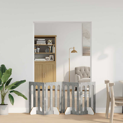 Folding Pet Fence 4 pcs Concrete Grey 201 x 38 x 70 cm