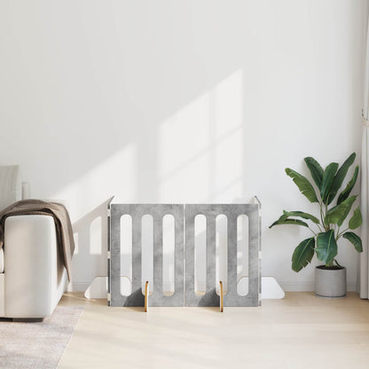 Folding Pet Fence 4 pcs Concrete Grey 201 x 38 x 70 cm