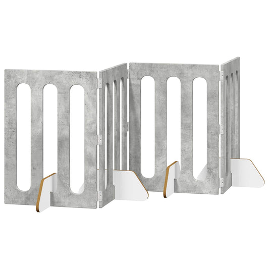 Folding Pet Fence 4 pcs Concrete Grey 201 x 38 x 70 cm