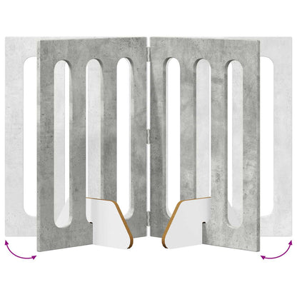 Folding Pet Fence 4 pcs Concrete Grey 201 x 38 x 70 cm