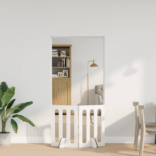 Folding Pet Fence 2 pcs High Gloss White 100.5 x 38 x 70 cm