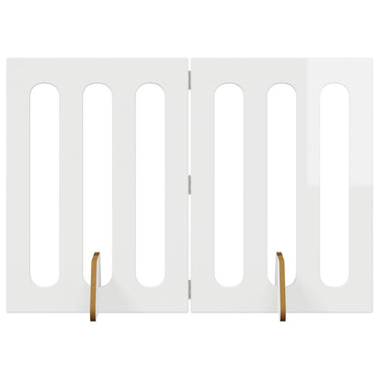Folding Pet Fence 2 pcs High Gloss White 100.5 x 38 x 70 cm