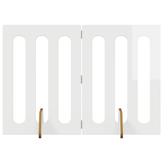 Folding Pet Fence 2 pcs High Gloss White 100.5 x 38 x 70 cm