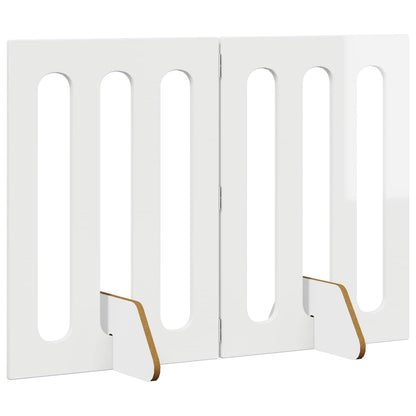 Folding Pet Fence 2 pcs High Gloss White 100.5 x 38 x 70 cm