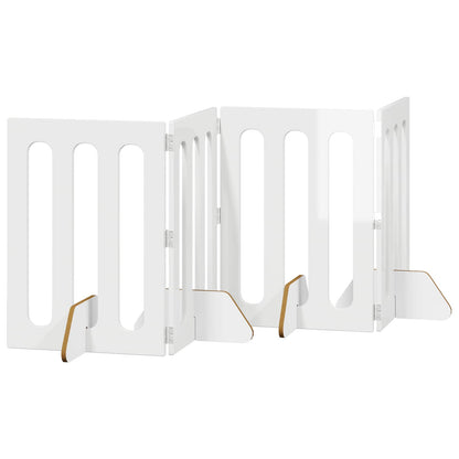 Folding Pet Fence 4 pcs High Gloss White 201 x 38 x 70 cm