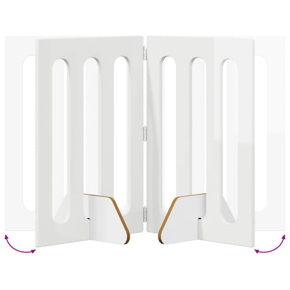 Folding Pet Fence 4 pcs High Gloss White 201 x 38 x 70 cm