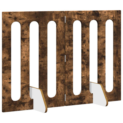 Folding Pet Fence 2 pcs Smoked Oak 100.5 x 38 x 70 cm