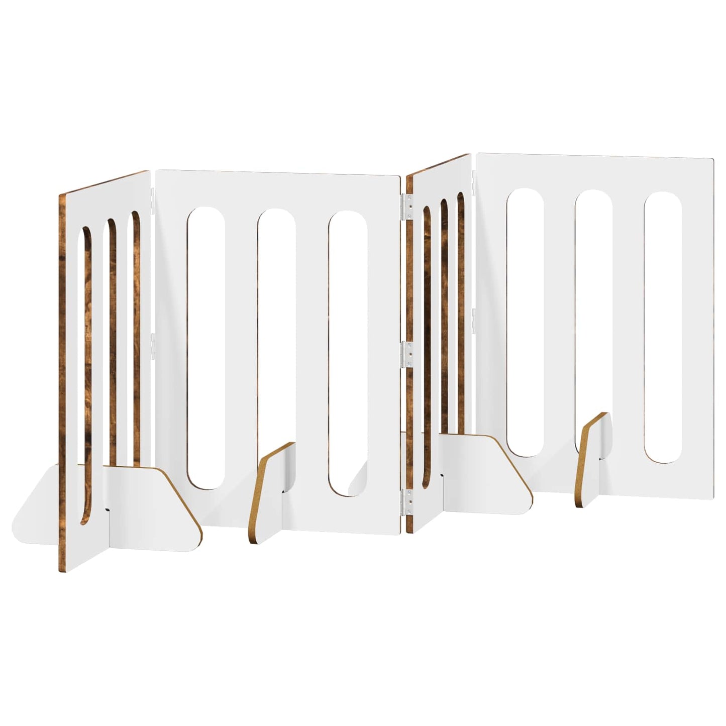 Folding Pet Fence 4 pcs Smoked Oak 201 x 38 x 70 cm