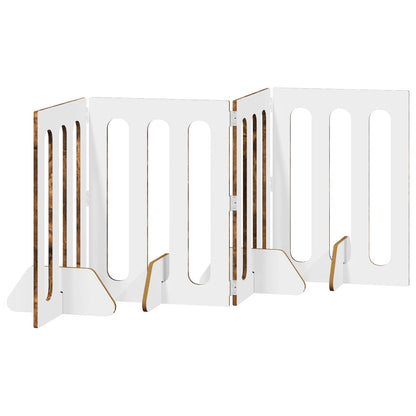 Folding Pet Fence 4 pcs Smoked Oak 201 x 38 x 70 cm