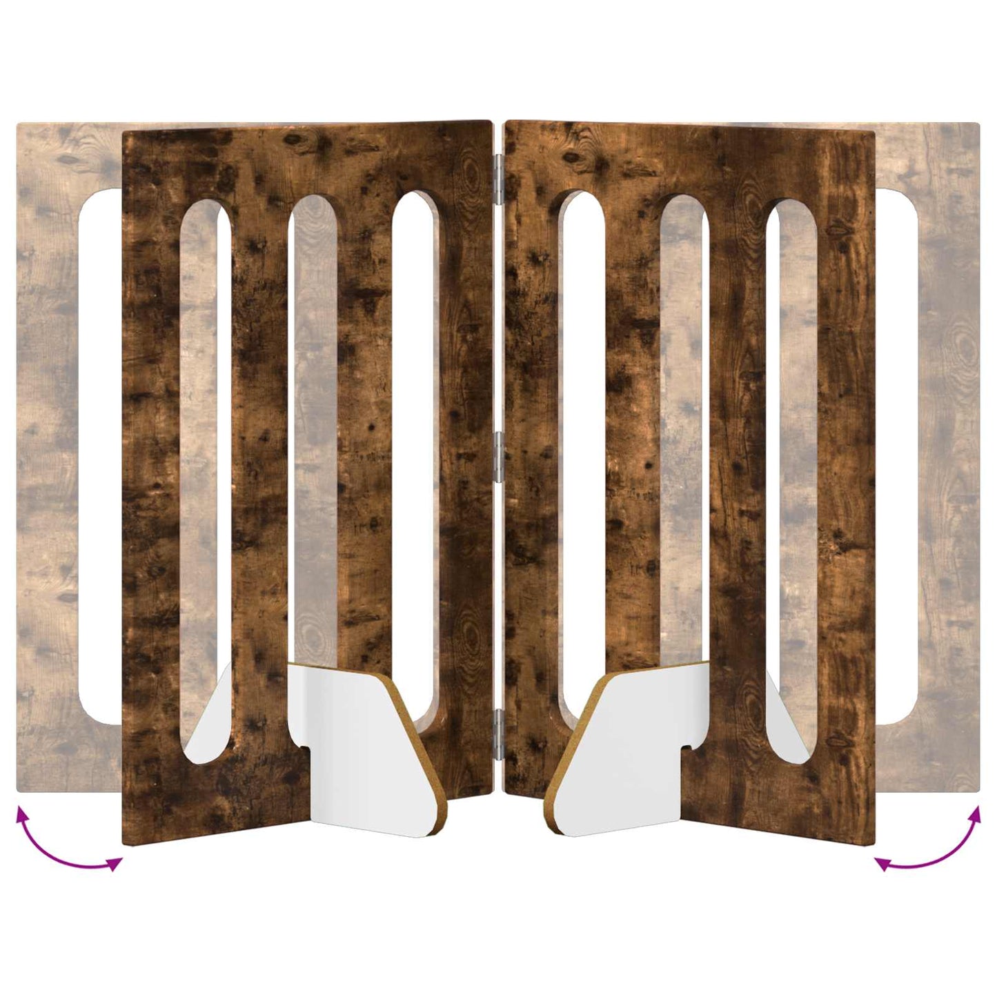 Folding Pet Fence 4 pcs Smoked Oak 201 x 38 x 70 cm