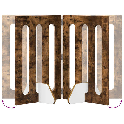 Folding Pet Fence 4 pcs Smoked Oak 201 x 38 x 70 cm