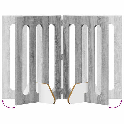 Folding Pet Fence 2 pcs Grey Sonoma 100.5 x 38 x 70 cm