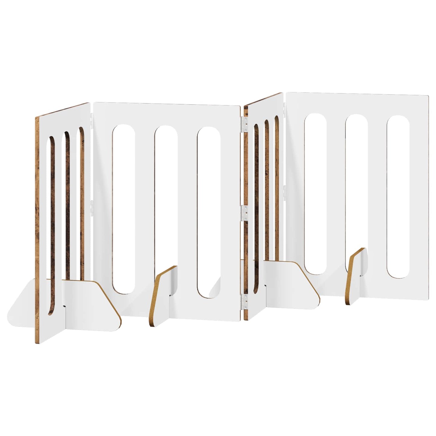 Folding Pet Fence 4 pcs Oak Wood 201 x 38 x 70 cm
