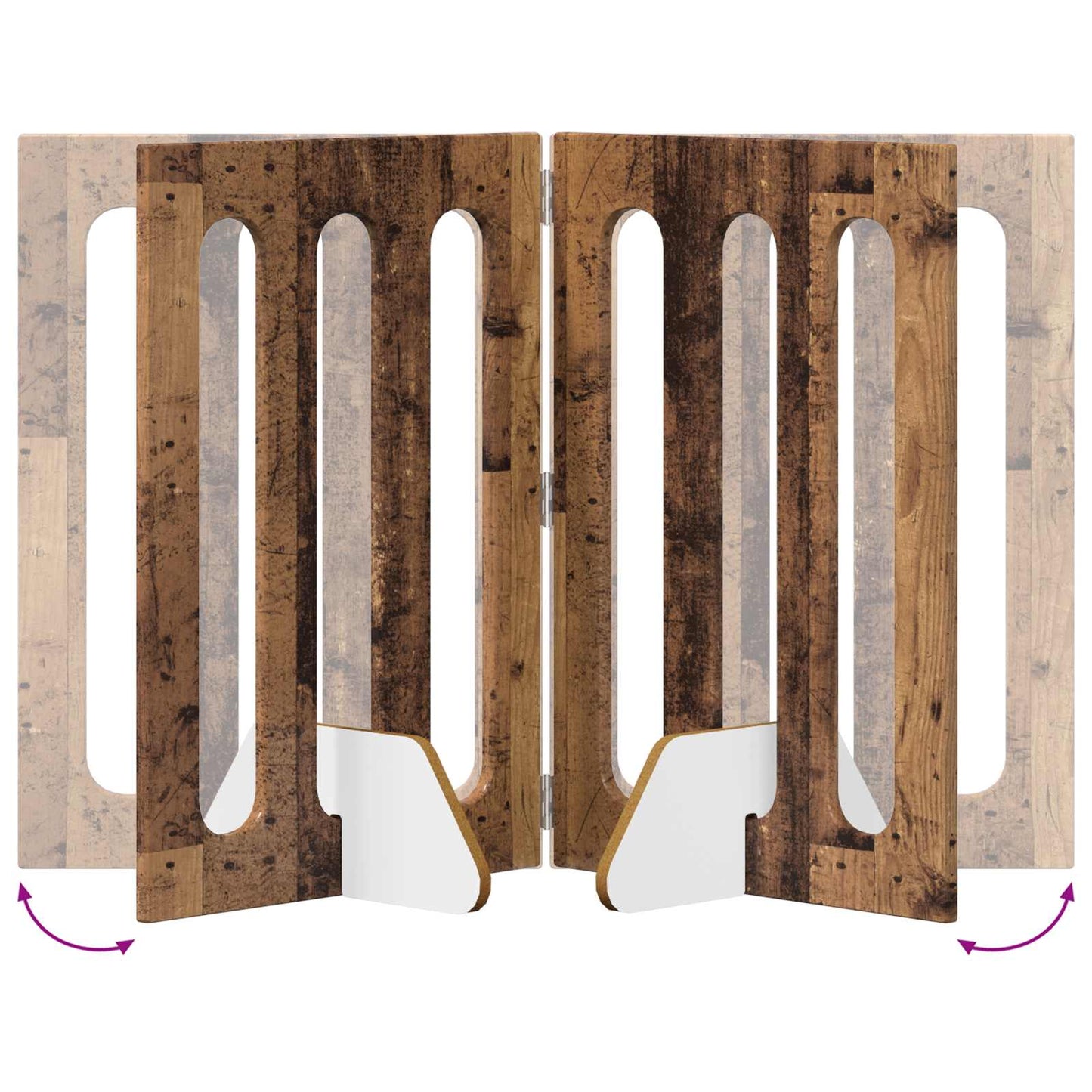 Folding Pet Fence 4 pcs Oak Wood 201 x 38 x 70 cm