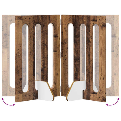 Folding Pet Fence 4 pcs Oak Wood 201 x 38 x 70 cm