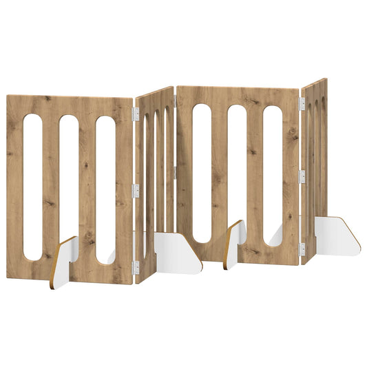 Folding Pet Fence 4 pcs Artisan Oak 201 x 38 x 70 cm