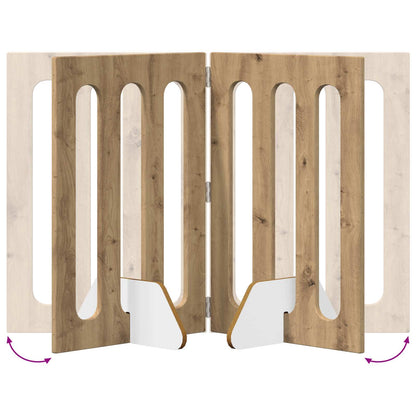 Folding Pet Fence 4 pcs Artisan Oak 201 x 38 x 70 cm