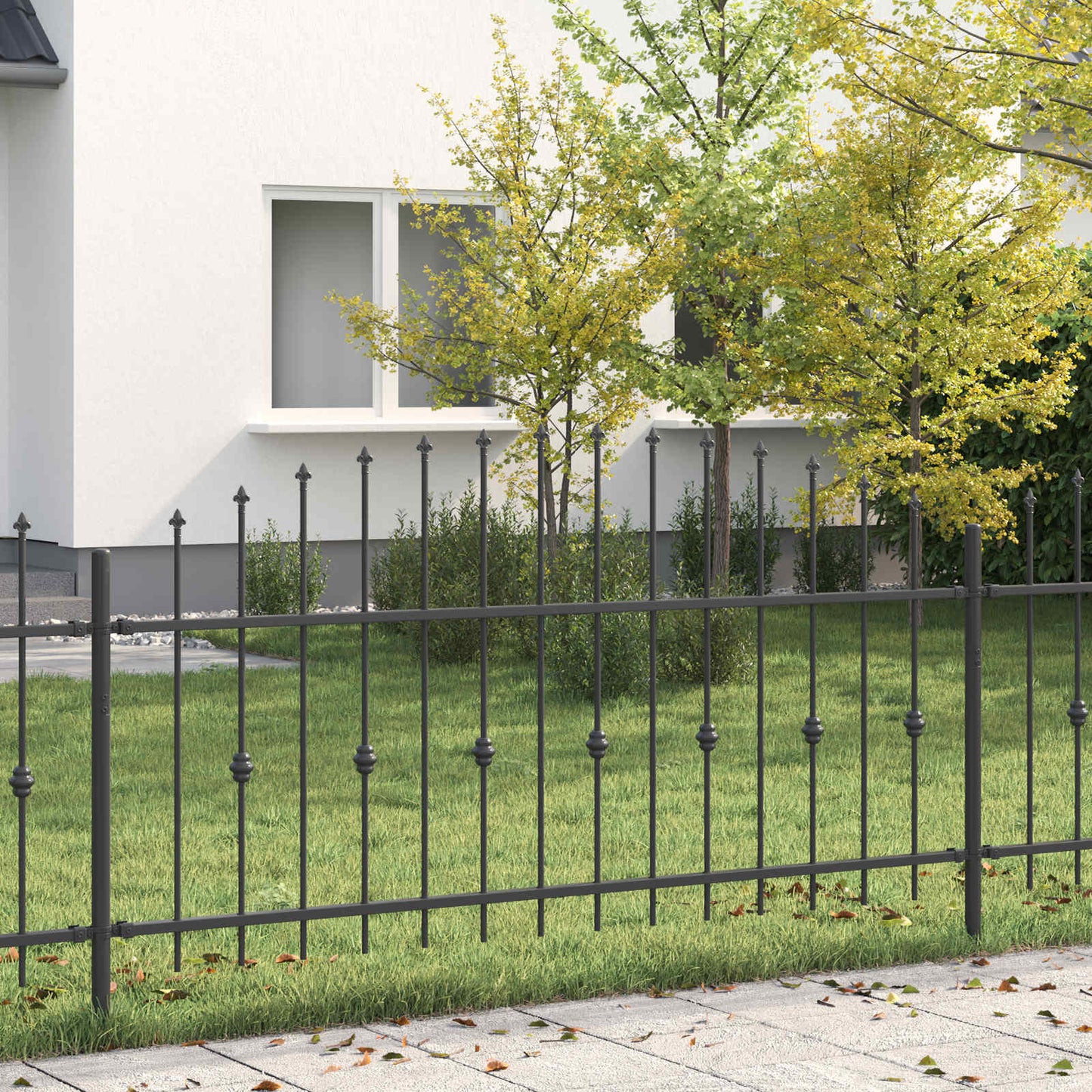Spike Fence Asten Black 200 x 130 cm Powder-Coated Steel