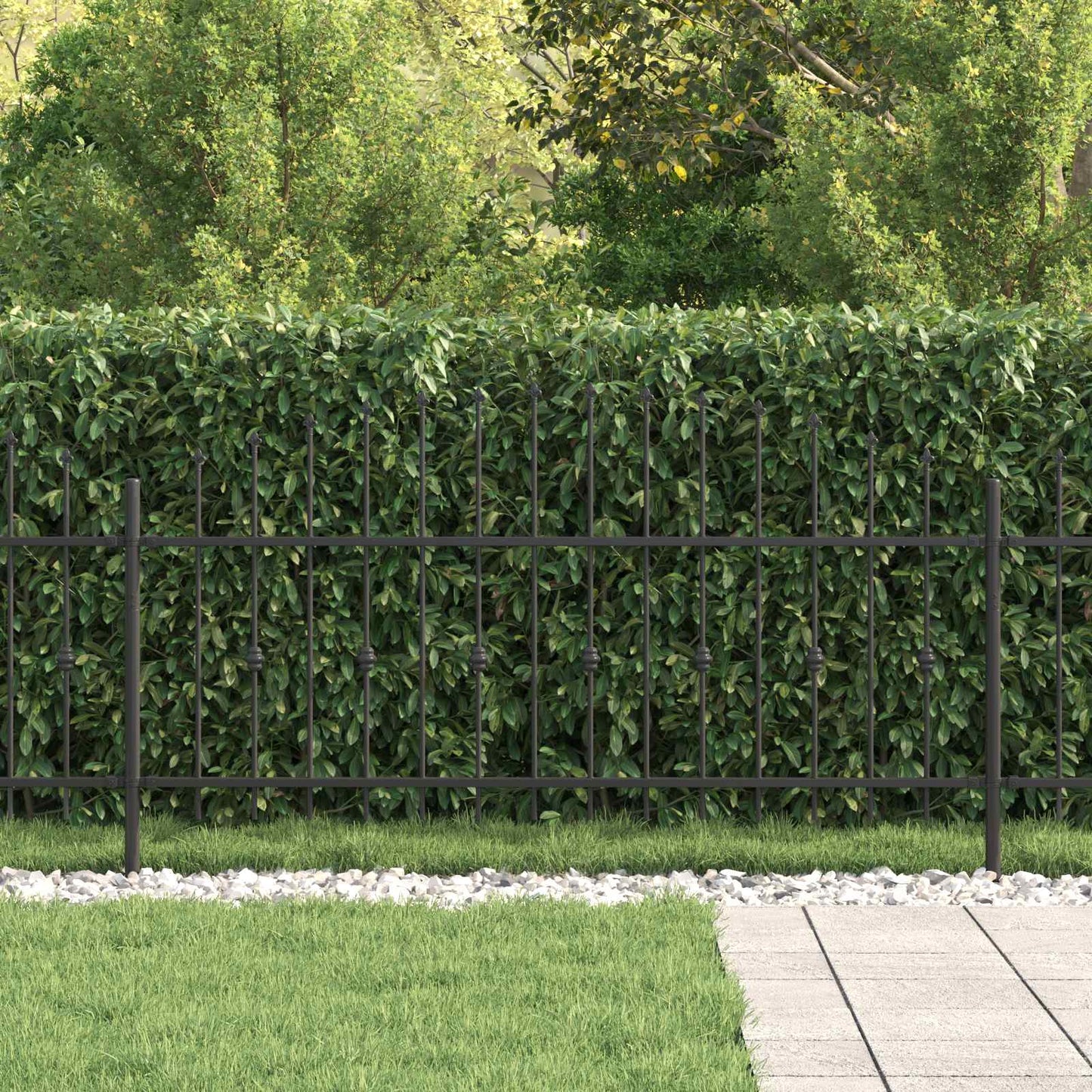 Spike Fence Asten Black 200 x 130 cm Powder-Coated Steel