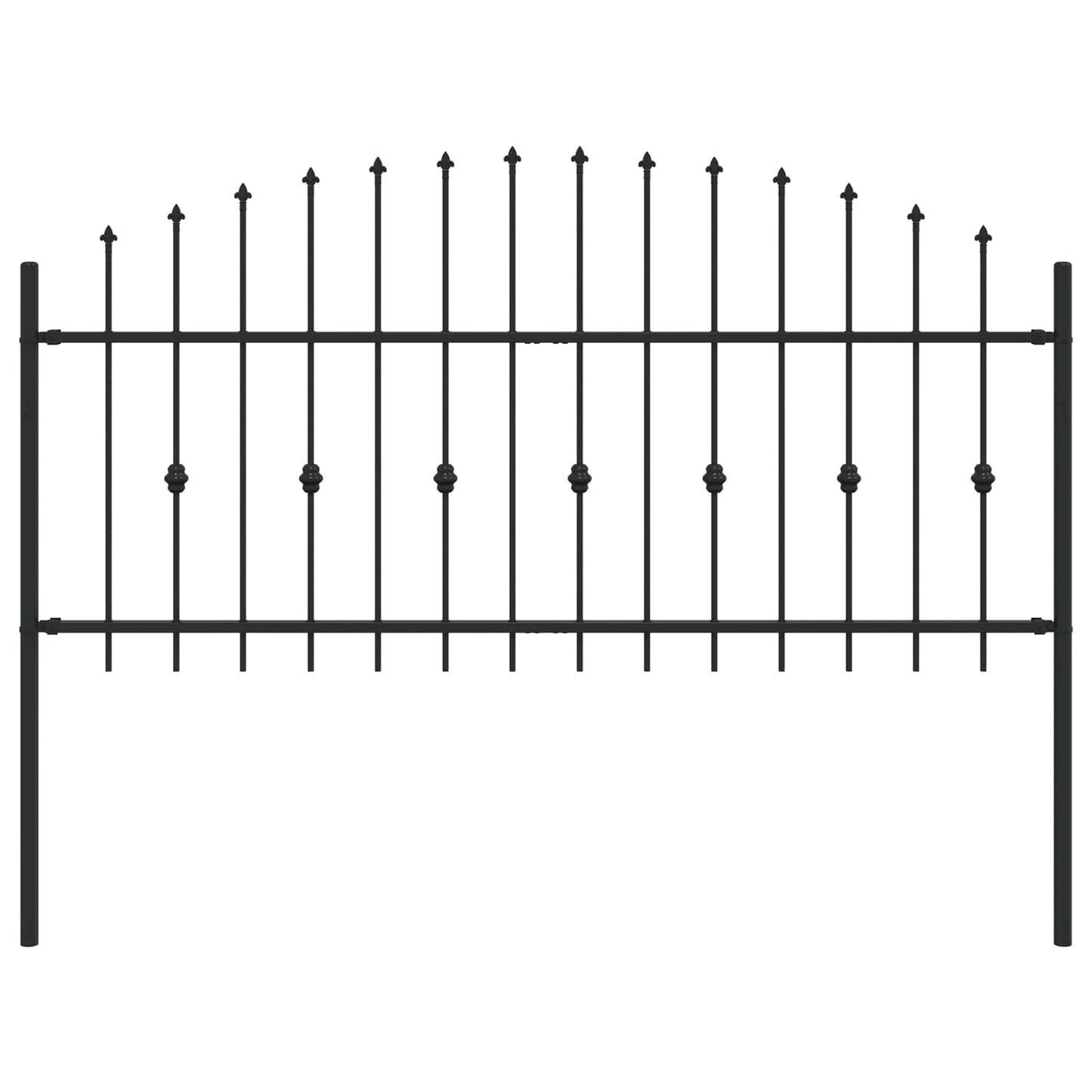 Spike Fence Asten Black 200 x 130 cm Powder-Coated Steel
