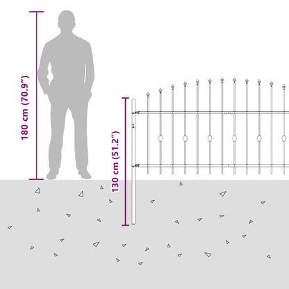 Spike Fence Asten Black 200 x 130 cm Powder-Coated Steel