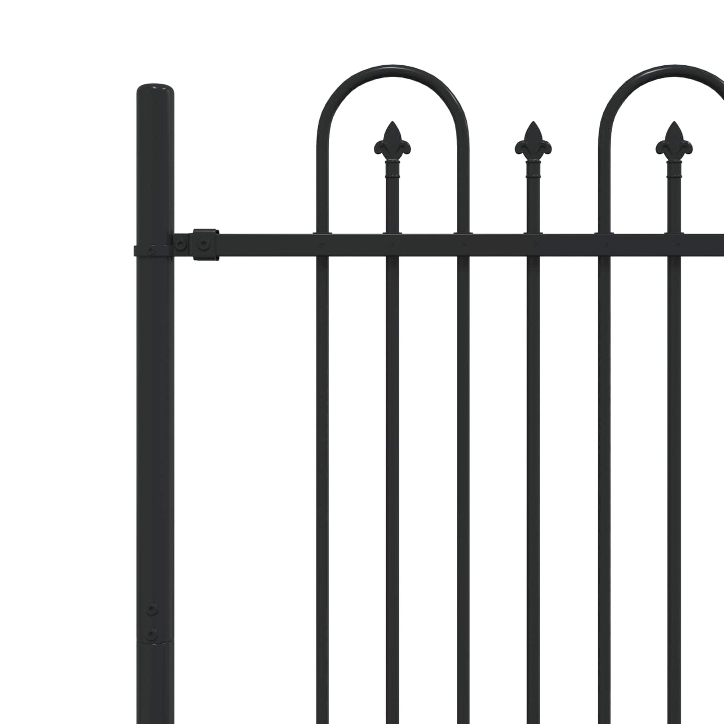 Spike Arch Fence Black 200 x 150 cm Powder-Coated Steel