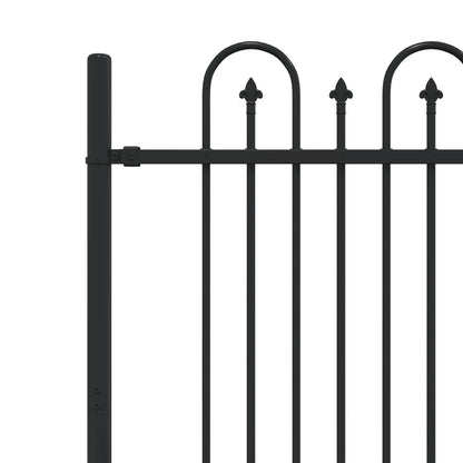 Spike Arch Fence Black 200 x 150 cm Powder-Coated Steel