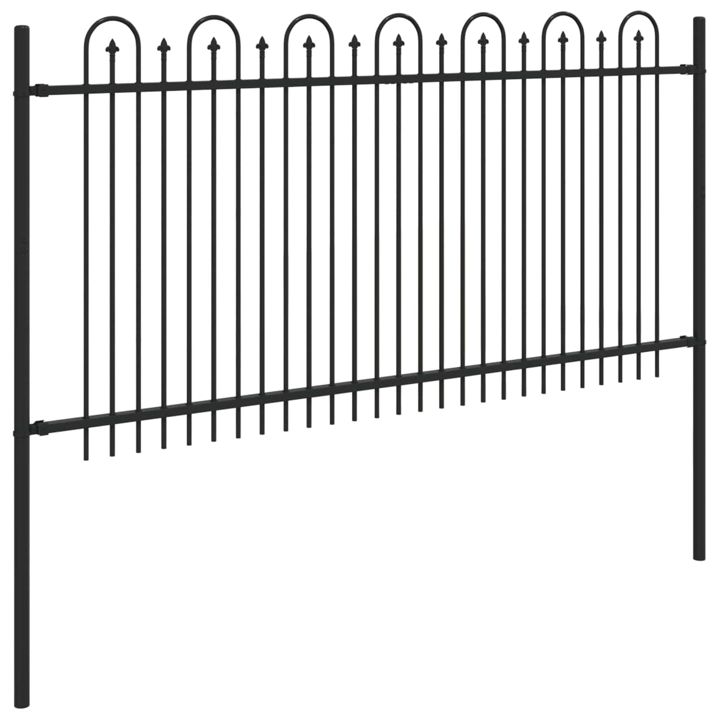 Spike Arch Fence Black 200 x 150 cm Powder-Coated Steel