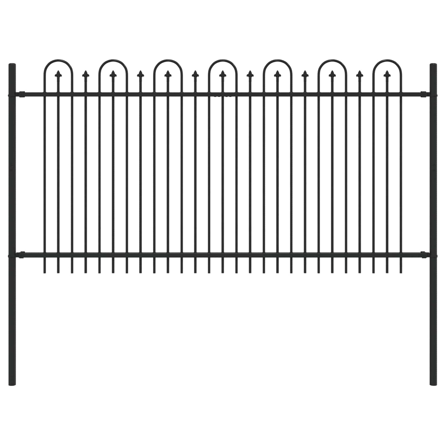 Spike Arch Fence Black 200 x 150 cm Powder-Coated Steel