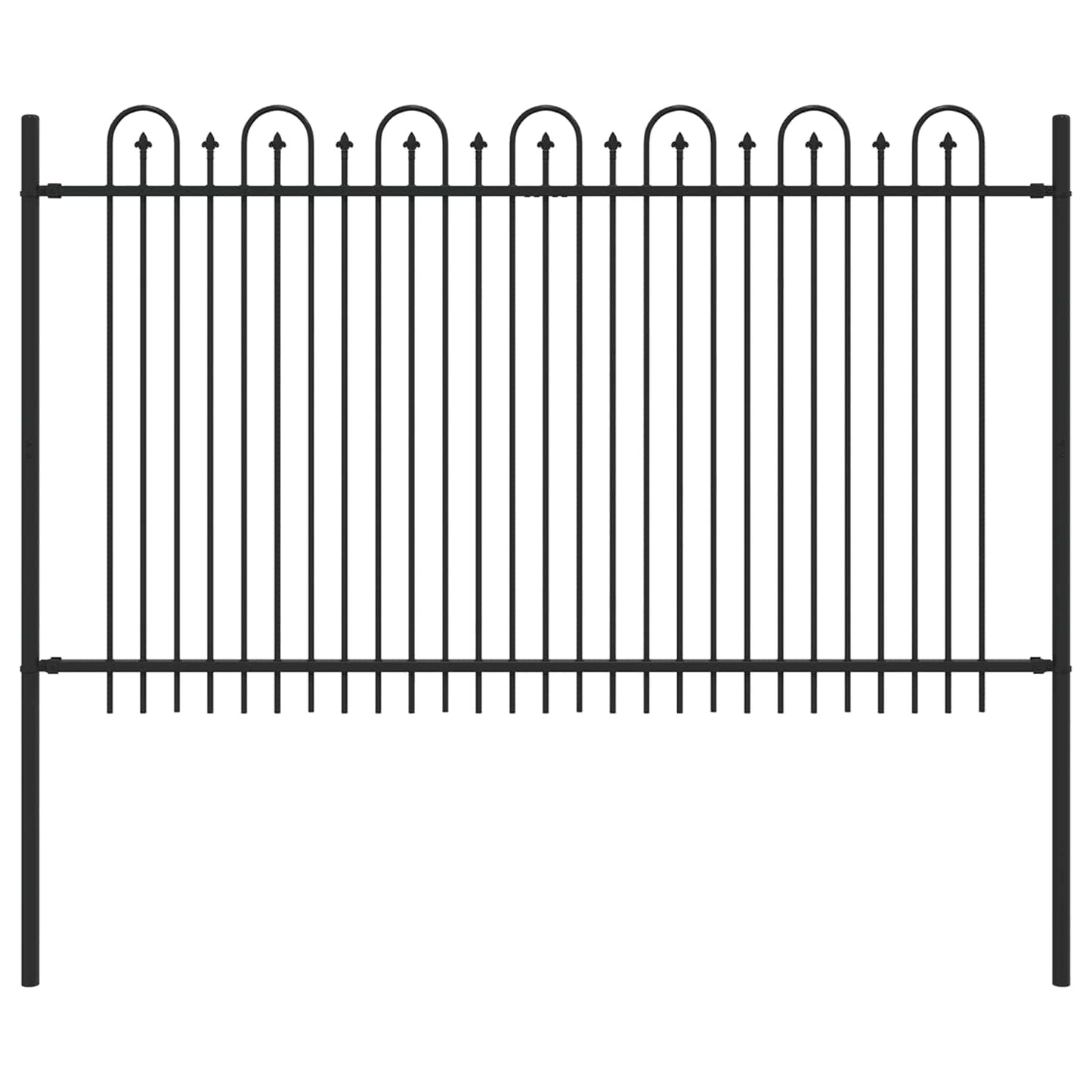 Spike Arch Fence Black 200 x 166 cm Powder-Coated Steel