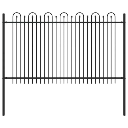 Spike Arch Fence Black 200 x 166 cm Powder-Coated Steel