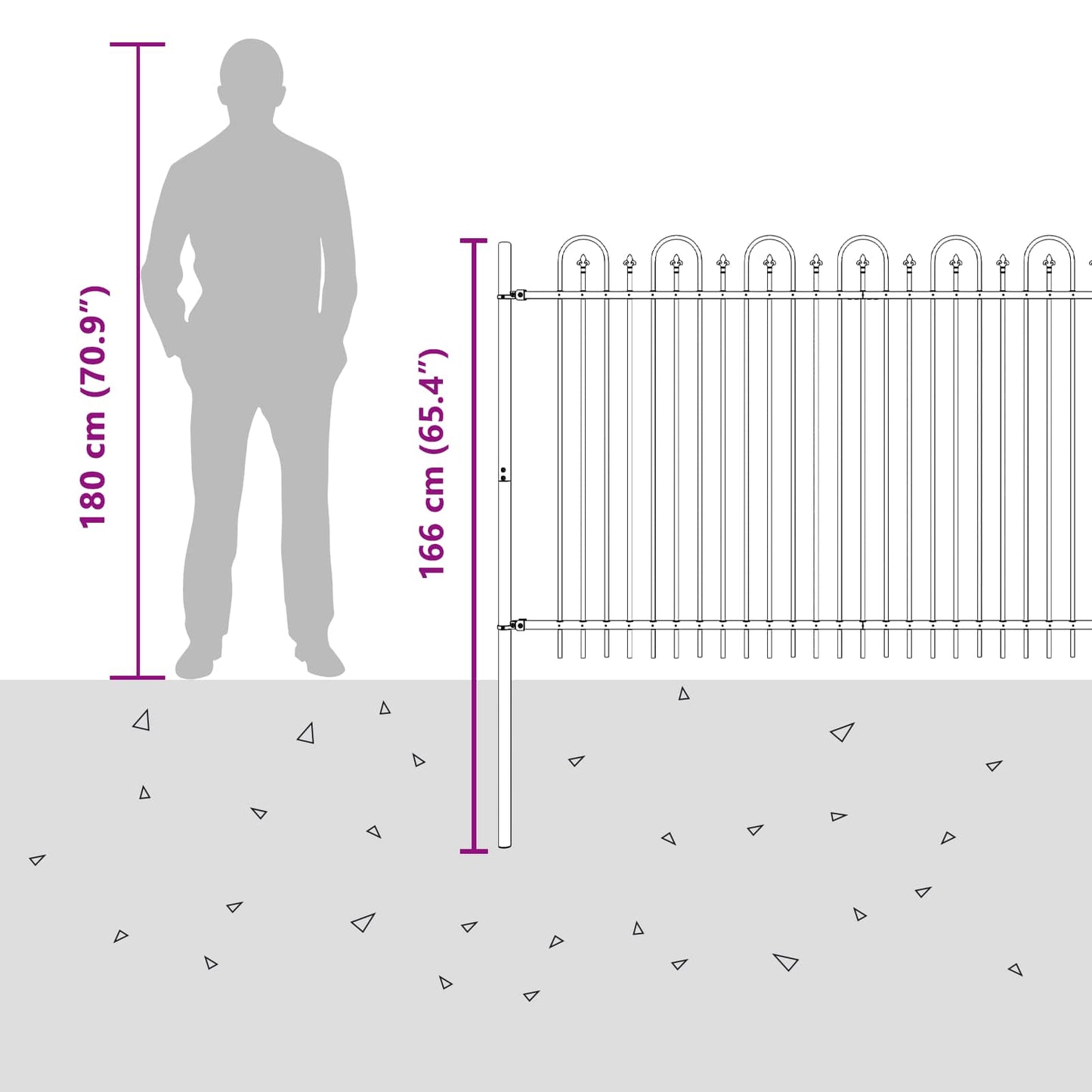 Spike Arch Fence Black 200 x 166 cm Powder-Coated Steel