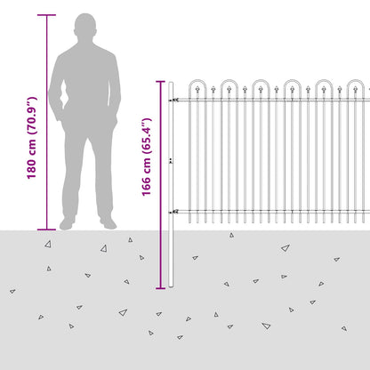 Spike Arch Fence Black 200 x 166 cm Powder-Coated Steel