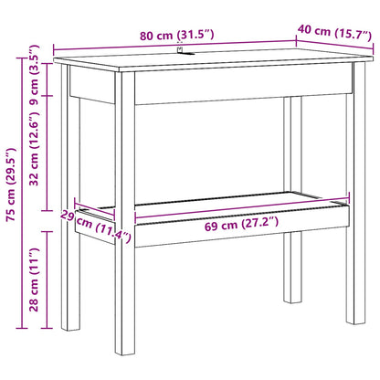 Console Table Wax Brown 80 x 40 x 75 cm Solid Pine Wood