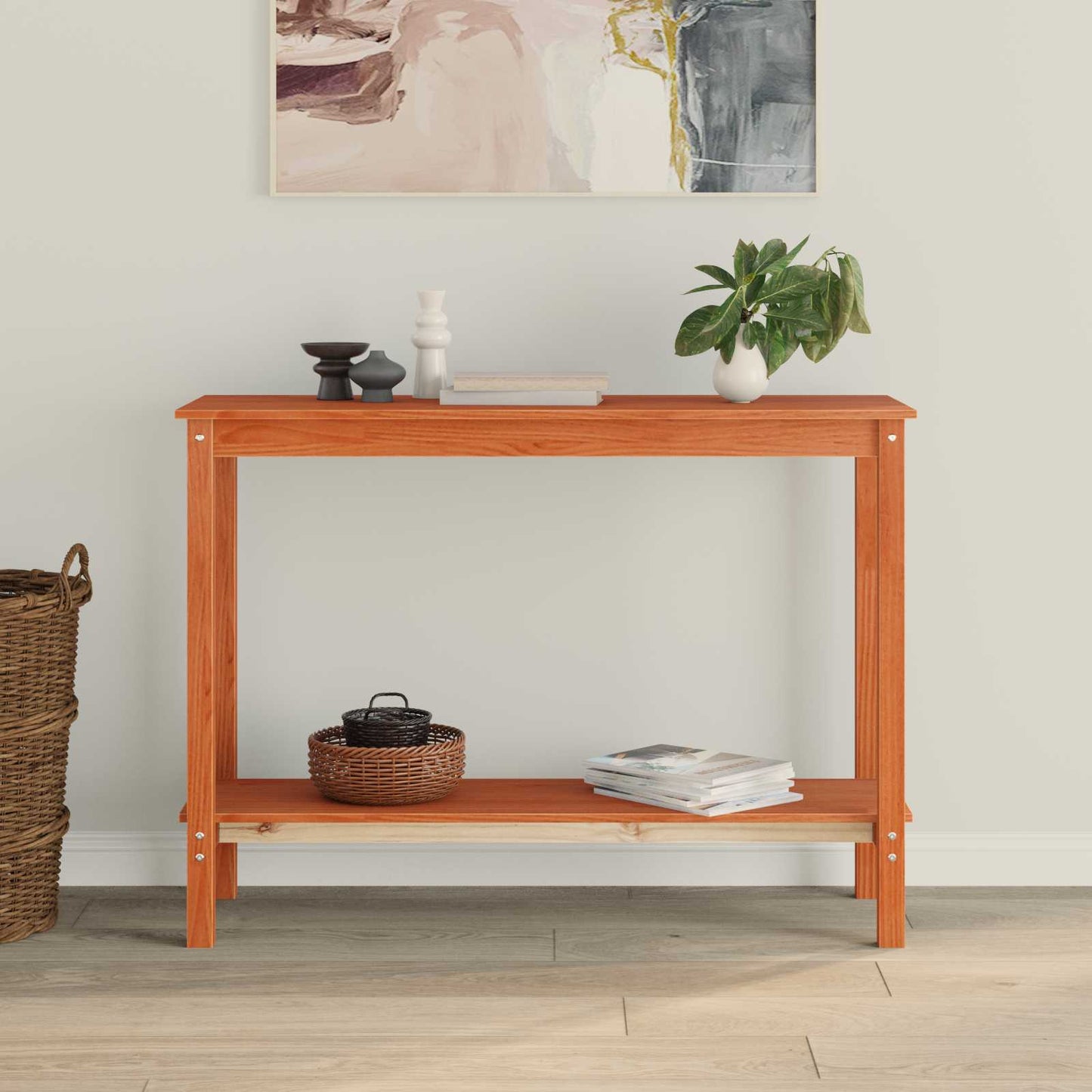 Console Table Wax Brown 110 x 40 x 80 cm Solid Pine Wood