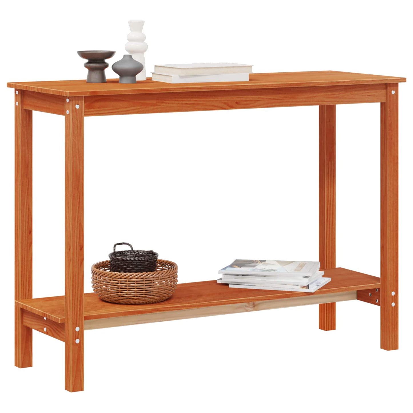 Console Table Wax Brown 110 x 40 x 80 cm Solid Pine Wood