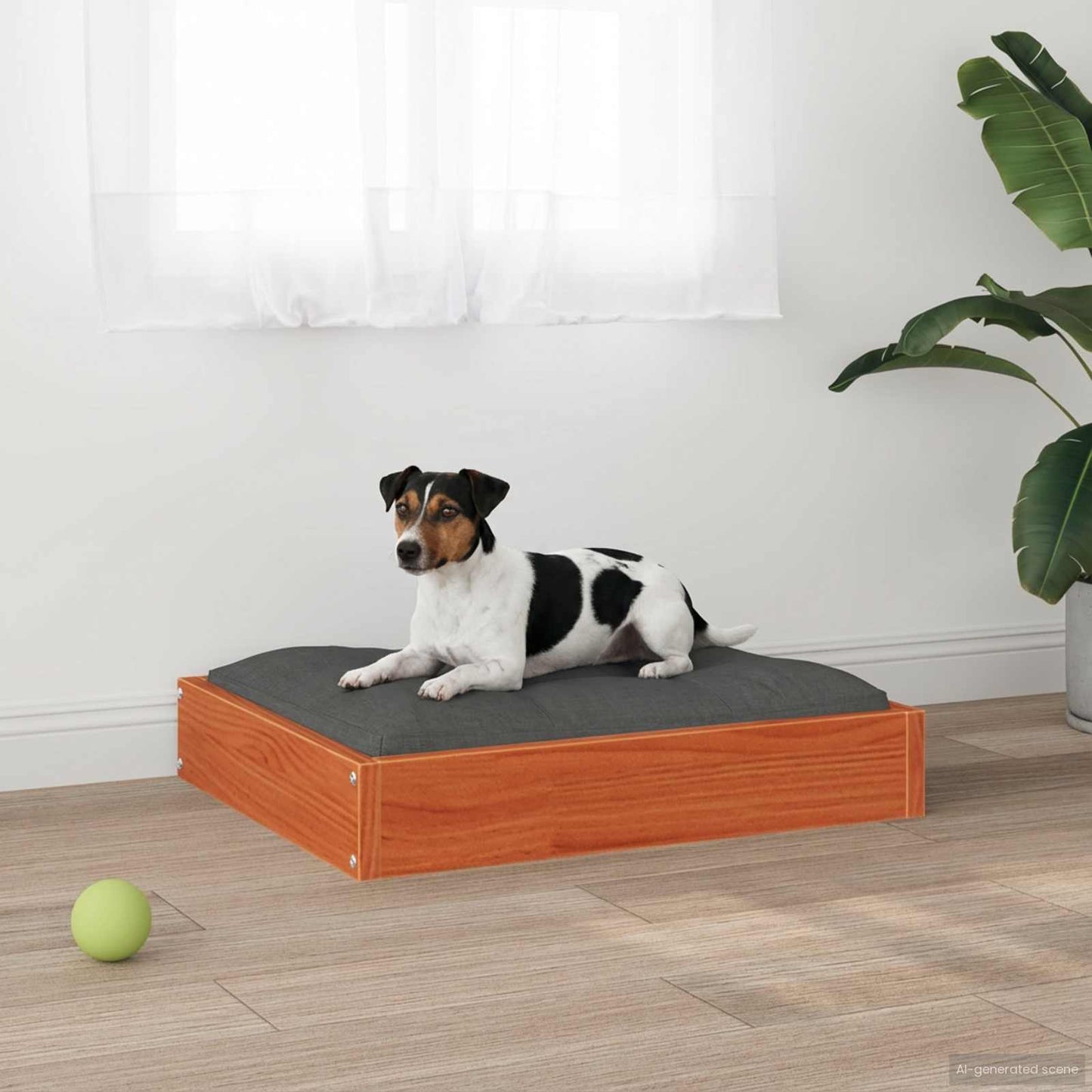 Dog Bed Wax Brown 51.5 x 44 x 9 cm Solid Pine Wood