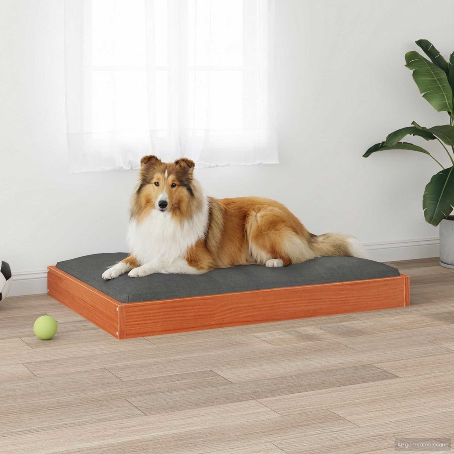 Dog Bed Wax Brown 92 x 64 x 9 cm Solid Pine Wood