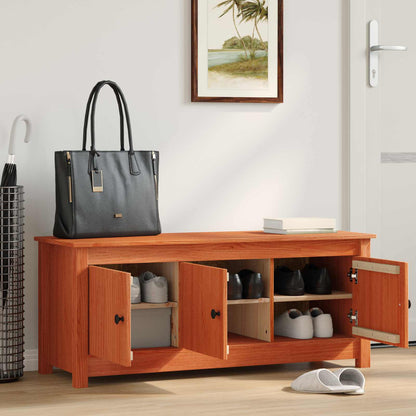 Shoe Cabinet Wax Brown 110 x 38 x 45.5 cm Solid Pine Wood