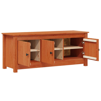 Shoe Cabinet Wax Brown 110 x 38 x 45.5 cm Solid Pine Wood