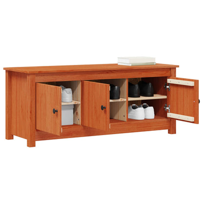 Shoe Cabinet Wax Brown 110 x 38 x 45.5 cm Solid Pine Wood