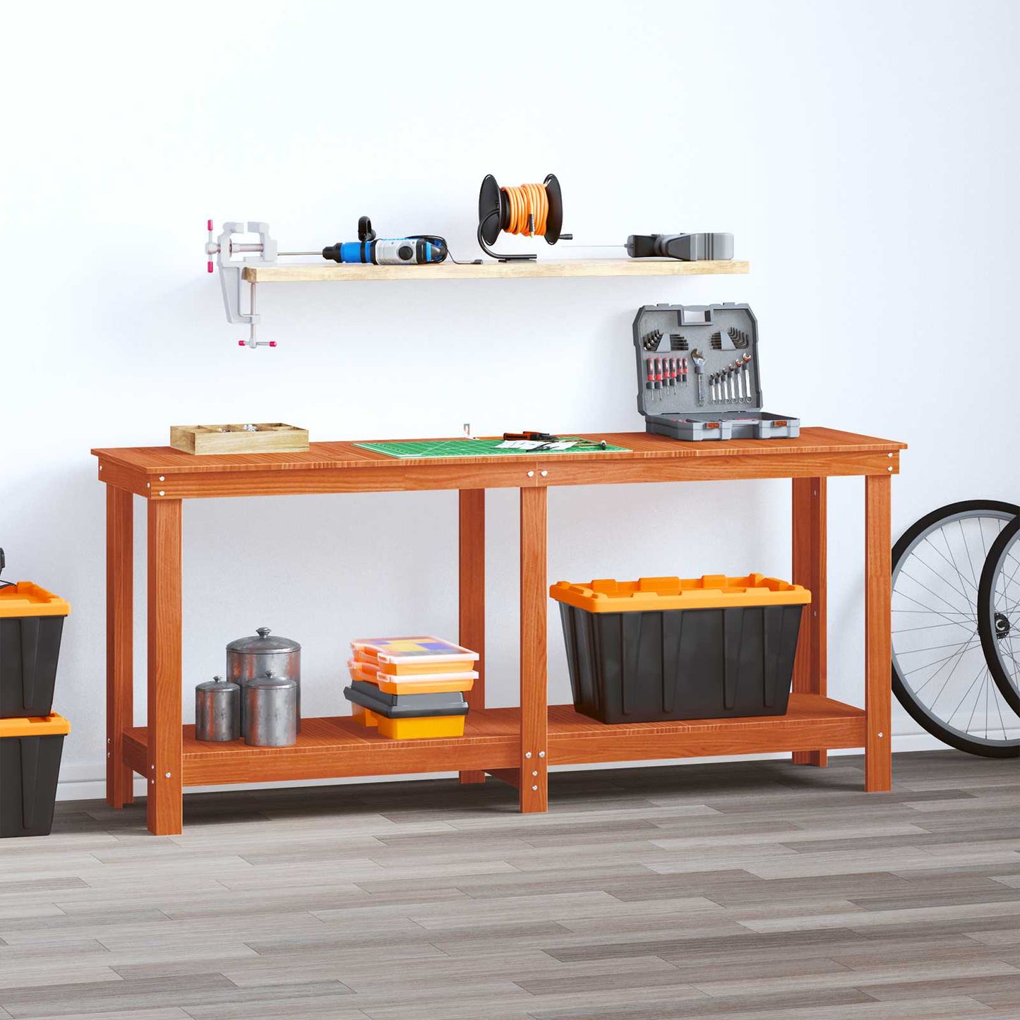 Work Bench Wax Brown 180 x 50 x 80 cm Solid Pine Wood