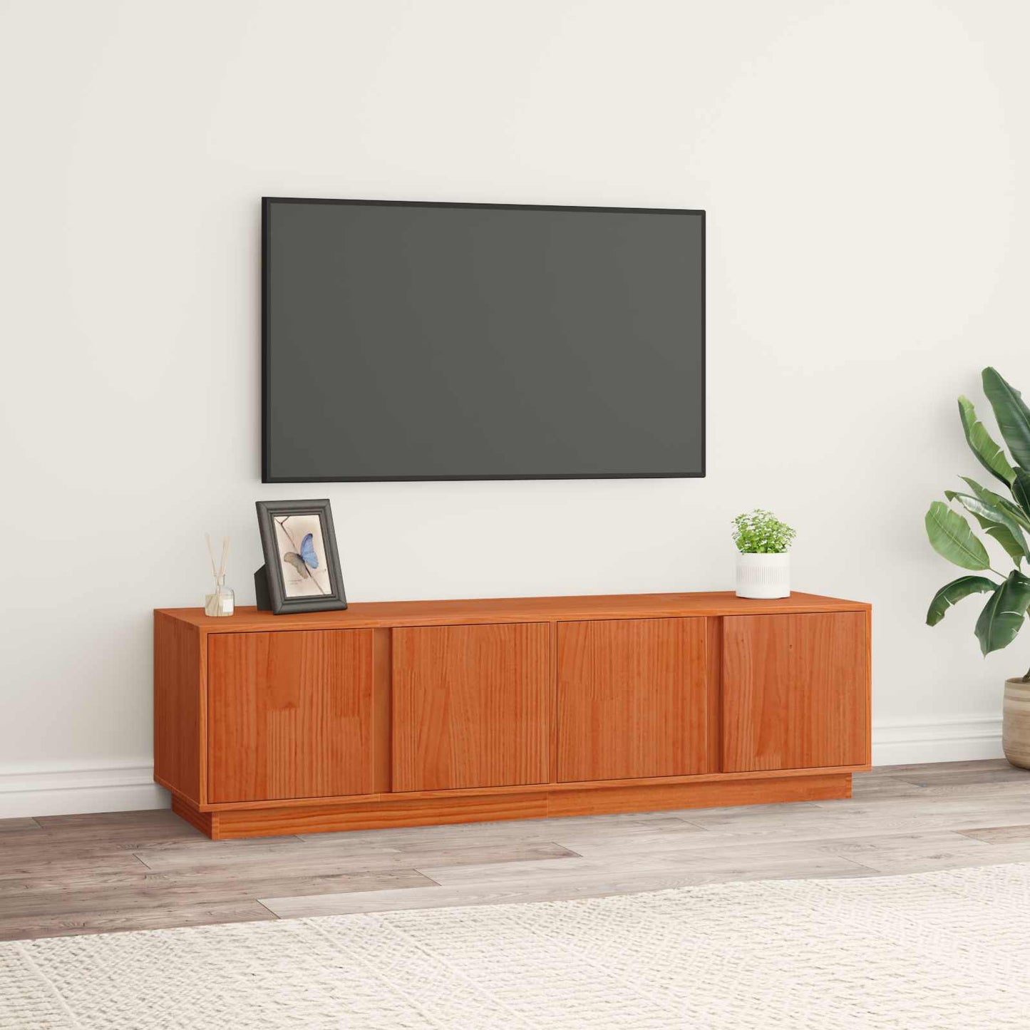TV Cabinet Wax Brown 140 x 40 x 40 cm Solid Pine Wood