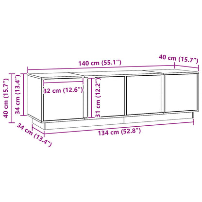TV Cabinet Wax Brown 140 x 40 x 40 cm Solid Pine Wood