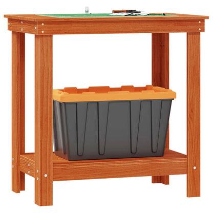 Work Bench with Shelf Wax Brown 80 x 50 x 80 cm Solid Pine Wood