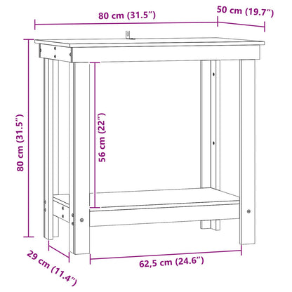 Work Bench with Shelf Wax Brown 80 x 50 x 80 cm Solid Pine Wood